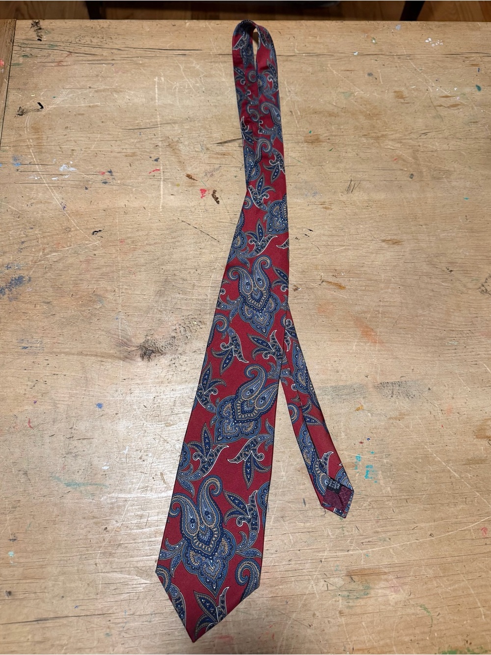 Men's Red Paisley Silk Tie - Classic Formal Accessory Vintage Christian Dior